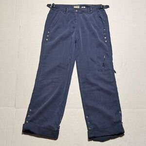 DA-NANG Y2K INDO CHINE Silk Cotton Relaxed Wide Leg Pants Zipper Studded Size SM